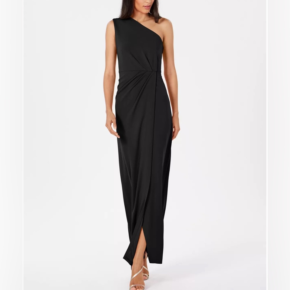 Calvin Klein Draped One Shoulder Gown